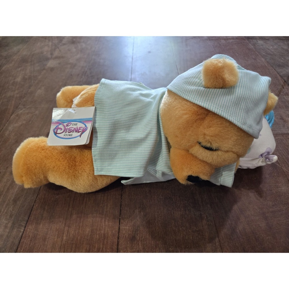 New Vintage Disney Winnie The Pooh Windup Sleeping Pooh Bear Plush Stuffed WORKS
